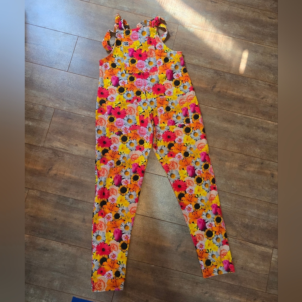 Lucy & Yak Bright Floral Print Adjustable-Strap Overalls